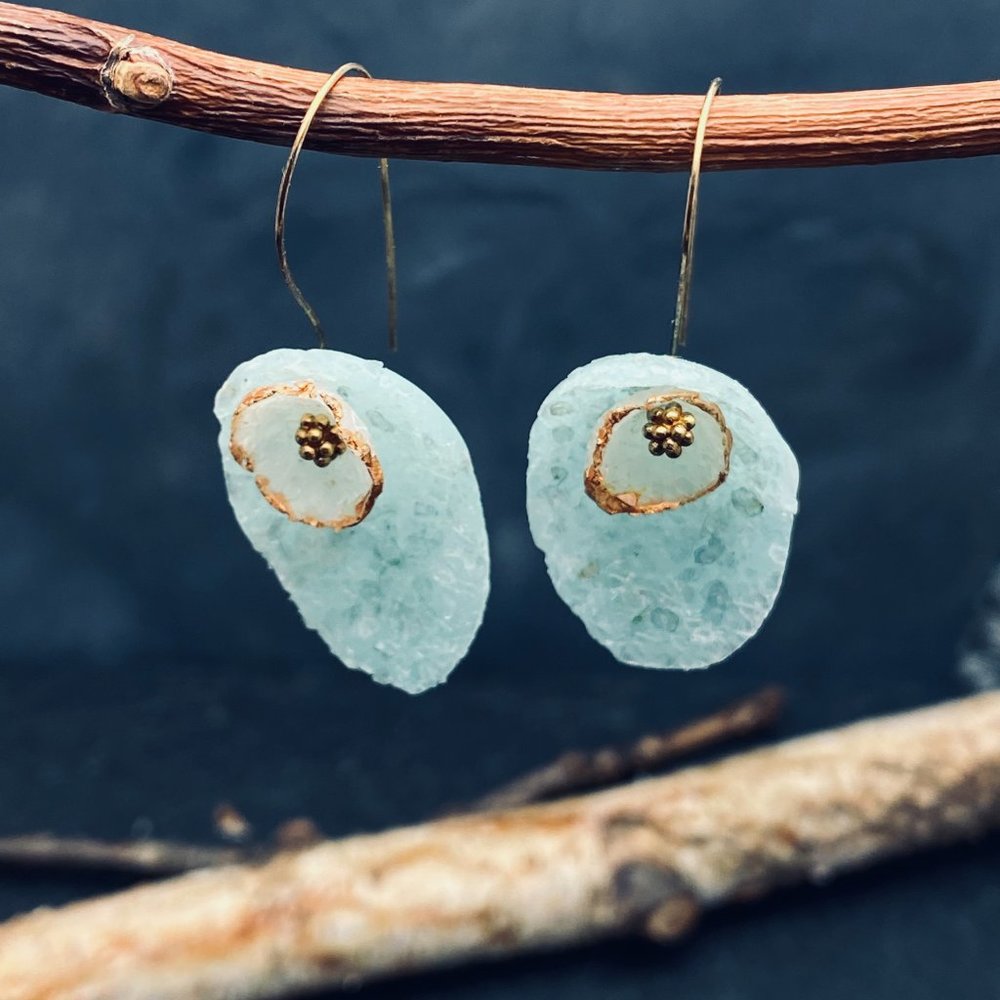 Matana artisan made oval blue earrings gift idea - Picture 5 of 7